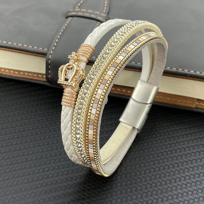 Fashion Female Bracelet Crown Leather