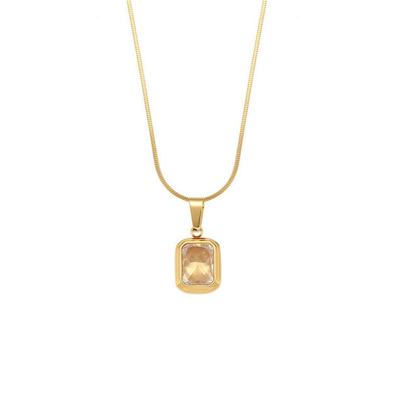 Stainless Steel Hip Hop Gemstone Pendant Necklace
