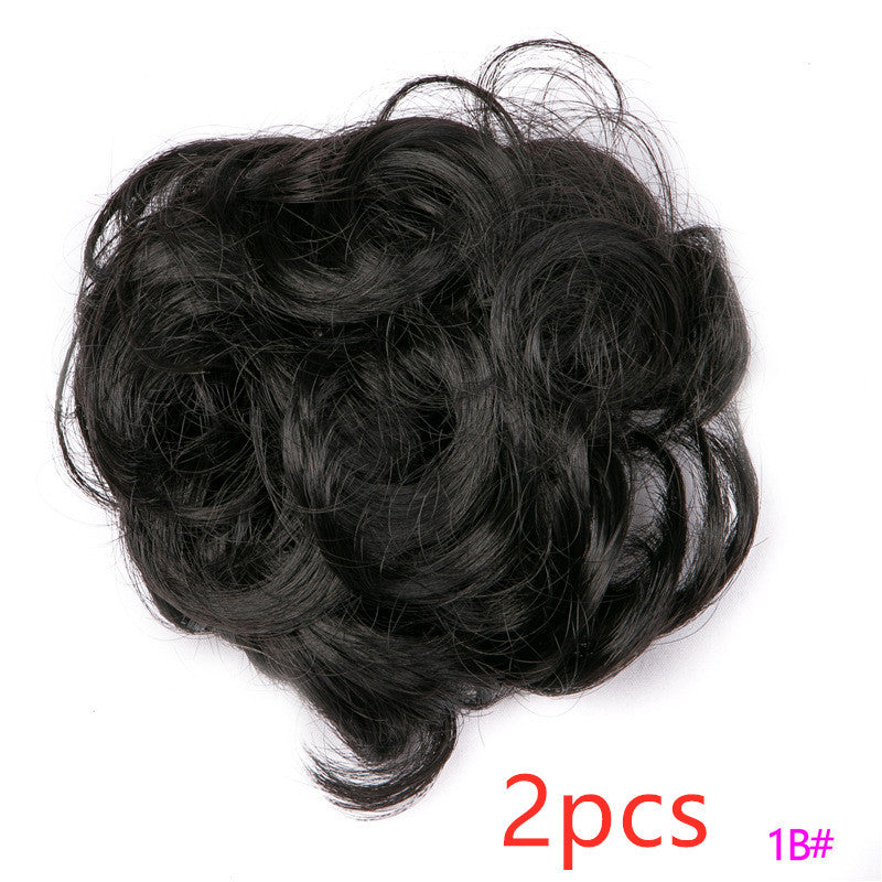 Europe, Japan, and South Korea Popular Hair Bun Fluffy Natural Drawstring Curly Hair Ball Head Hair Ring Hair set Female Hair Accessories Chemical Fiber Hair