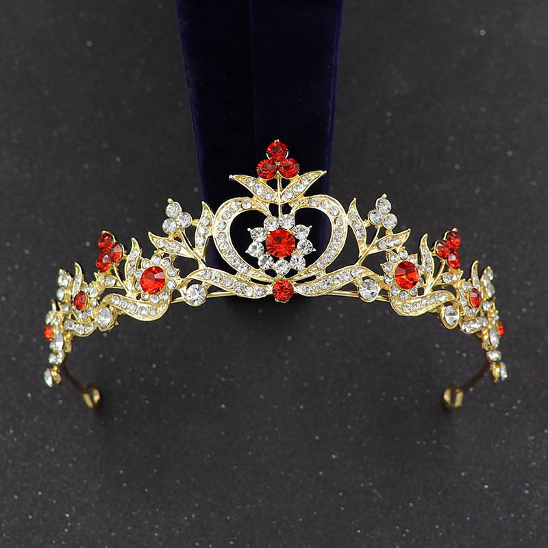 Women's Fashion Rhinestone Leaves Heart Bridal Crown Tiara