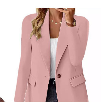 Ins Lapel Button Jacket Fashion Commuter Casual Suit Jacket Women's Long-Sleeved Tops Outwear Clothing