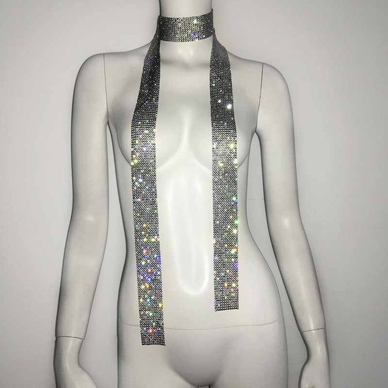 Metal Sequins Scarf Rhinestone Necklace Accessories