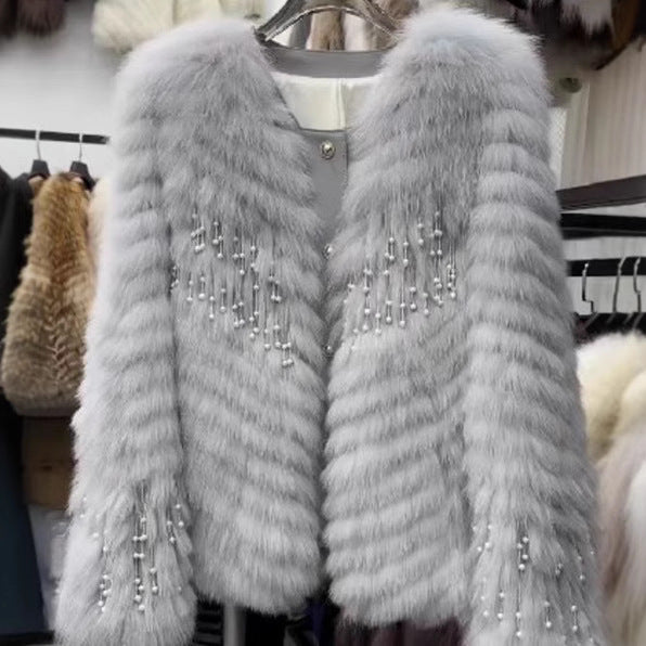 Women's Fashion Heavy Duty Fringe Loose Fur Coat