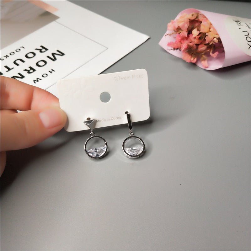 S925 Sterling Silver Stud Earrings Explosion Earrings with Zirconium Diamond Asymmetric Earrings