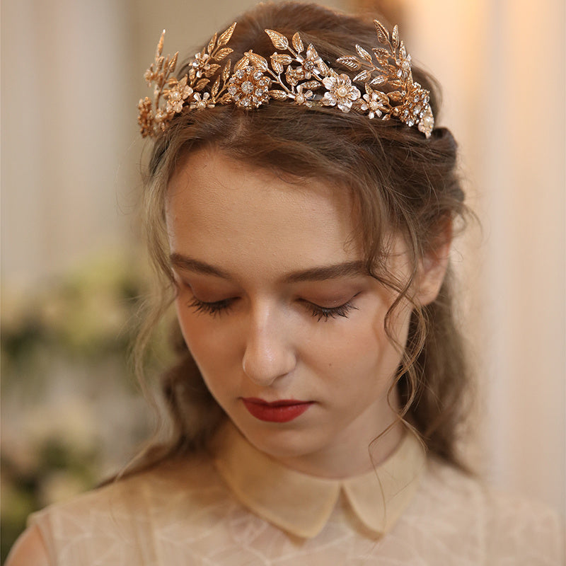 Creative Flower Leaf Bride Crown Wedding Tiara Alloy