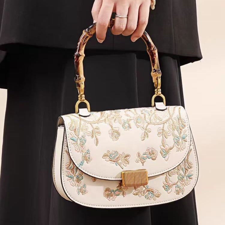 Bamboo Joint Portable New Chinese Style Chinese Style Embroidery Women's Cross-Body Bag