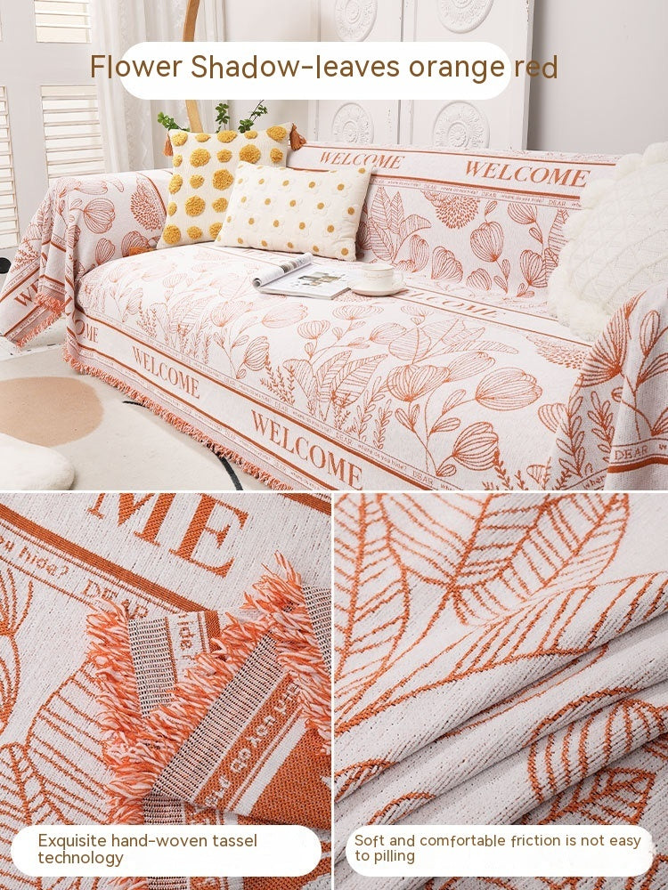 Orange Blanket Full Covered Sofa Cover