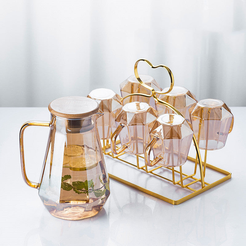 Cold Kettle Light Luxury European Style Cold Water Cup Household High Temperature Glass Kettle Large Capacity Water Cup Set Tea Cup