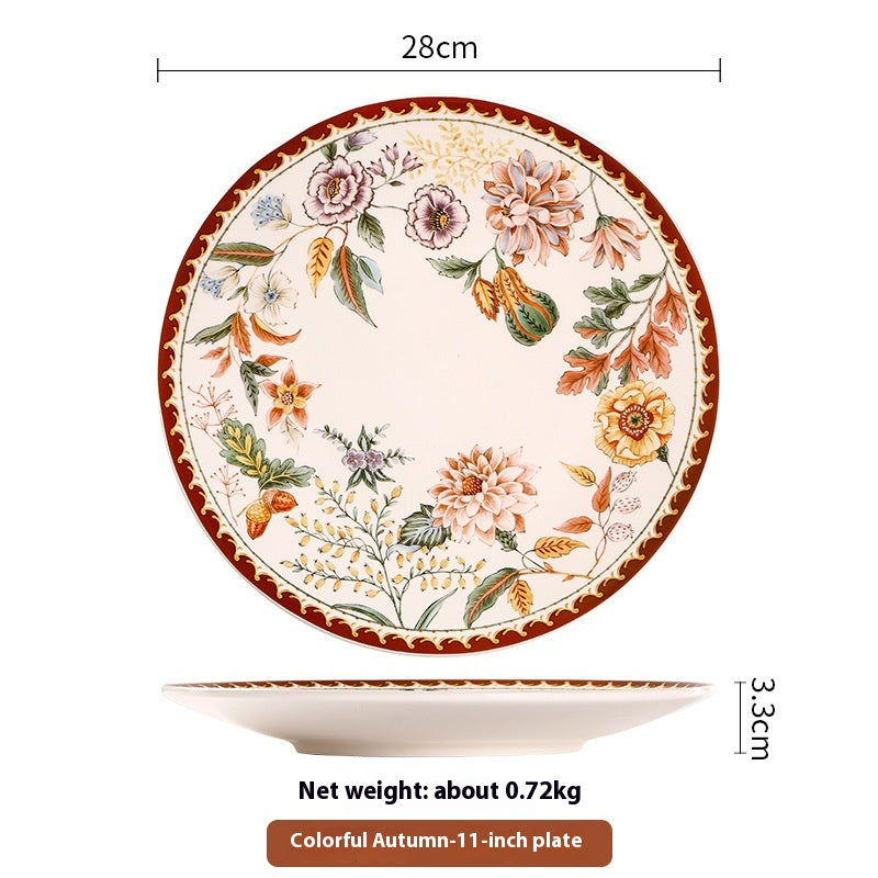 Ceramic Plate Retro Western Foodsteak Large Plate Dish Household Rectangular Plate