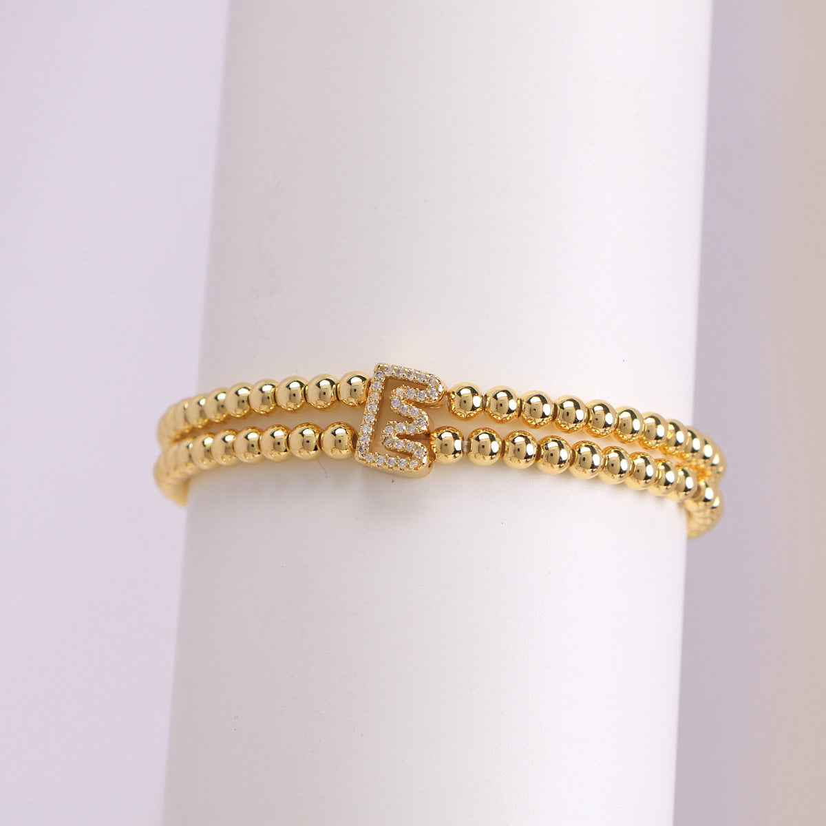 Copper-Plated 18k Gold Zircon Bead Bracelet
