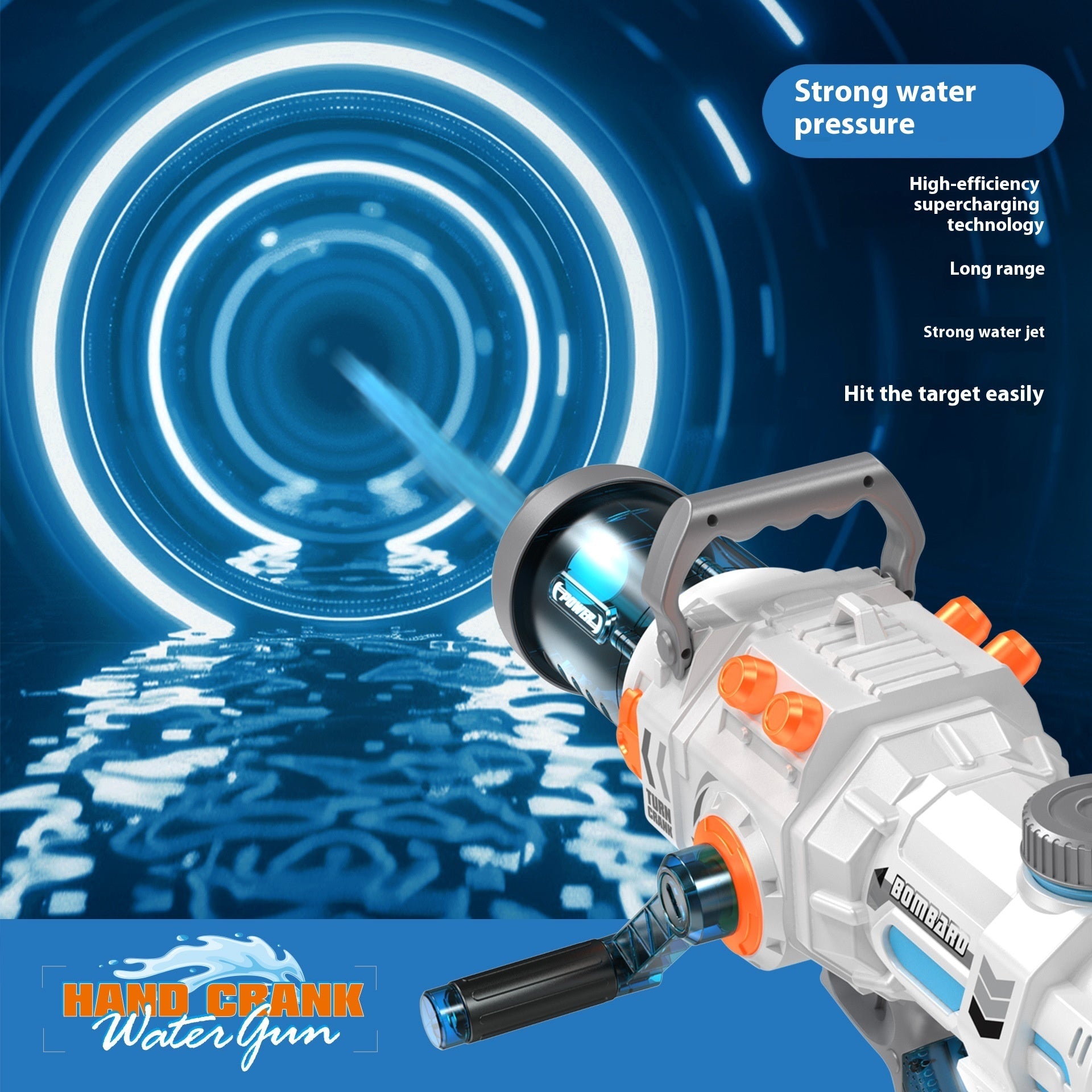 Continuous Hair Hand-cranking Gatling Water Gun Large Capacity Toy Water Gun