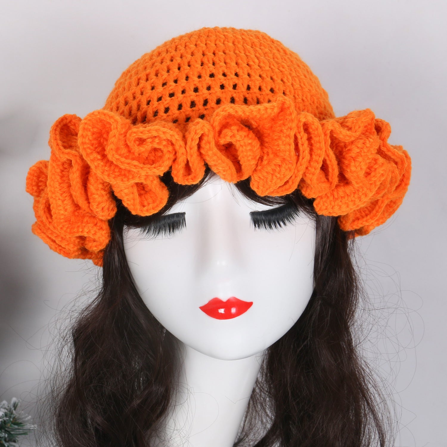 Knitted Lace Bamboo Hat Ruffled Hat Fashion