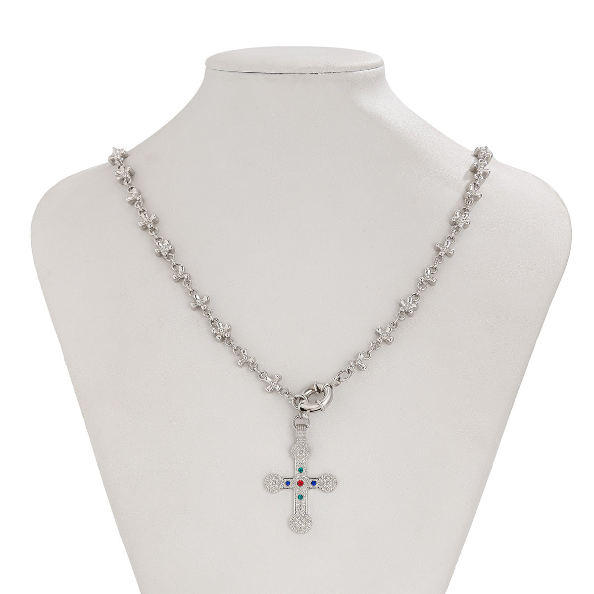 Hip Hop Niche Exaggerated Diamond Studded Cross Necklace