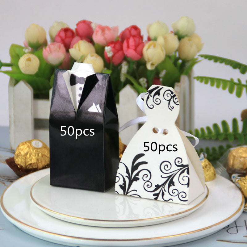 European Style Bridegroom Bride Dress Suit Wedding Candy Box