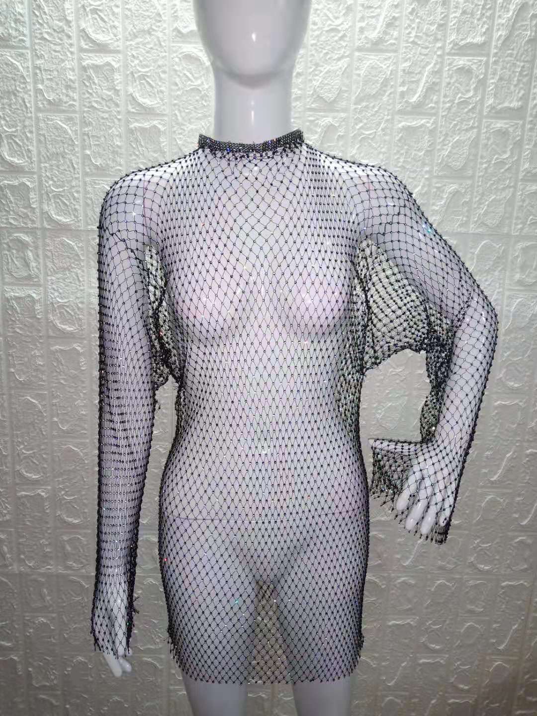 Flash Diamond Round Neck Dress