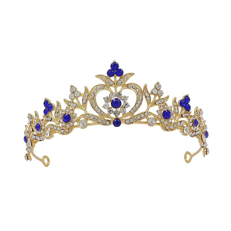 Women's Fashion Rhinestone Leaves Heart Bridal Crown Tiara
