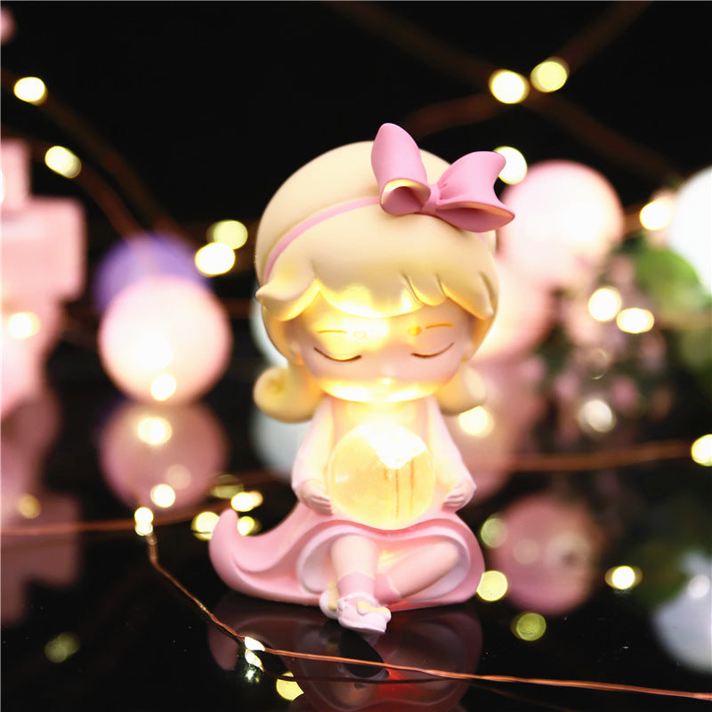 Fantasy Crystal Ball With Lamp For Girls Bedroom Desktop Resin Decoration Ornaments