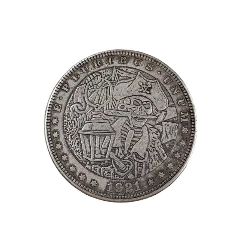 Blowable Silver Dollar Bald Skull Commemorative Coin