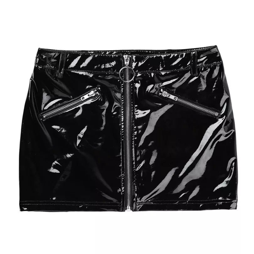 High-Gloss PVC Patent Leather Sexy  Skirt