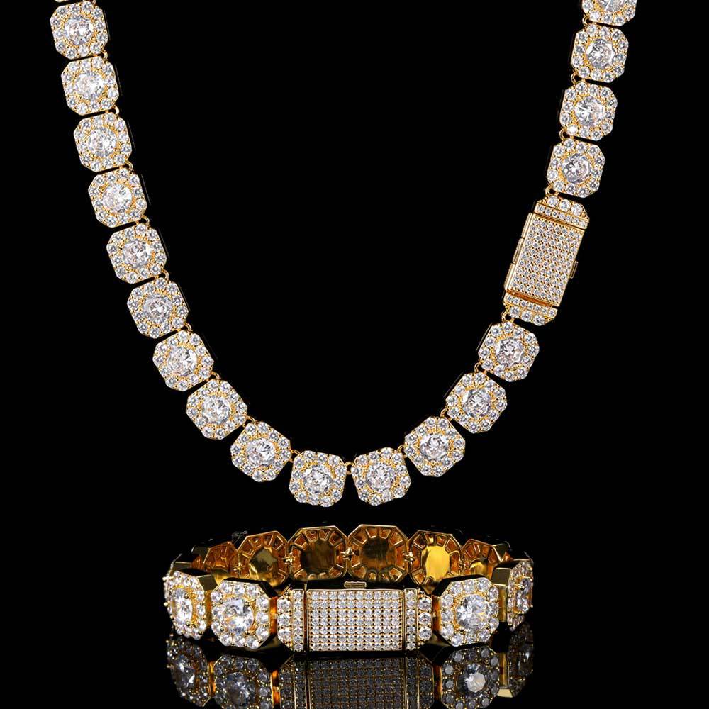 Men's Rock Candy Necklace Micro-Inlaid Zircon Bracelet