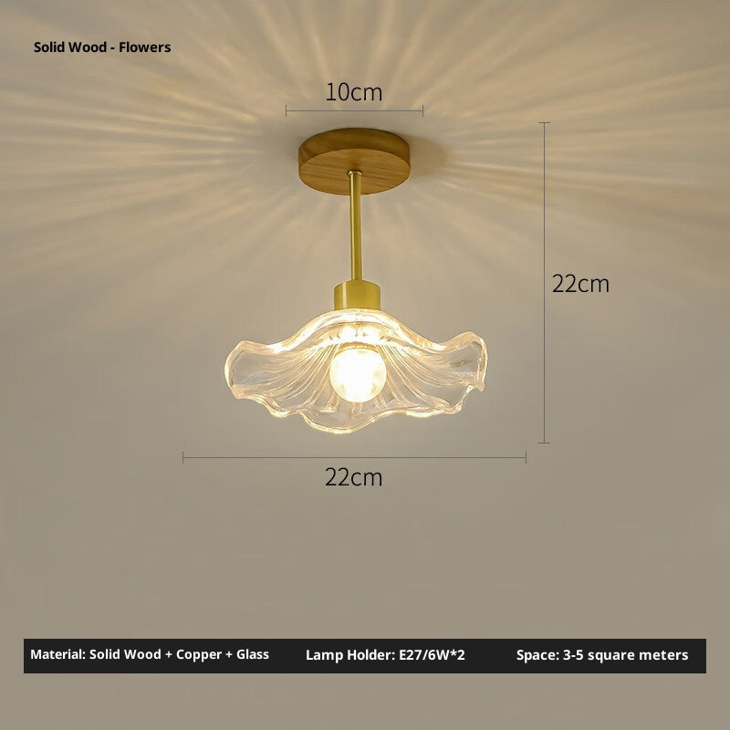 Log Walnut Color Brass Ceiling Lamp