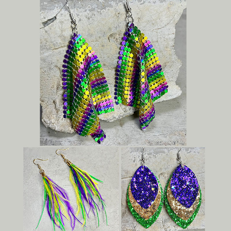 Fashion Feather Metal Mesh Earrings