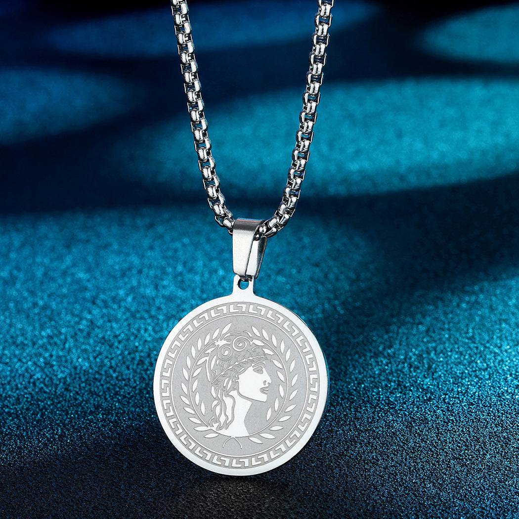 Ancient Greek Goddess Hera Medusa Pendant Stainless Steel Necklace