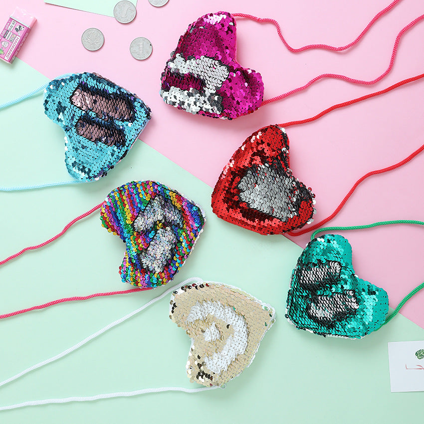 Sequined Purse Love Lanyard Shoulder Diagonal Package