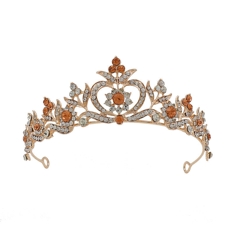 Women's Fashion Rhinestone Leaves Heart Bridal Crown Tiara