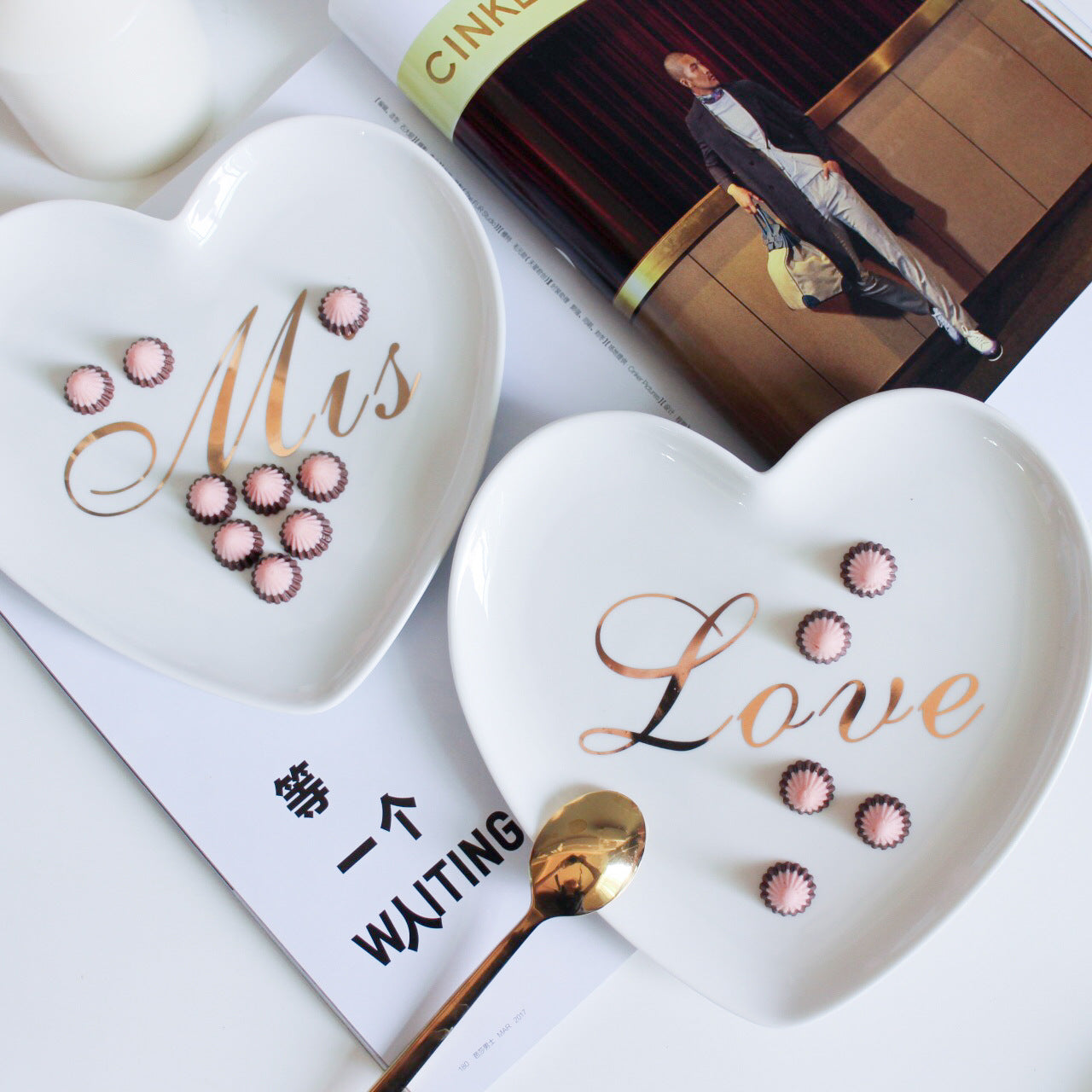 Heart Shaped Breakfast Ceramic Dish