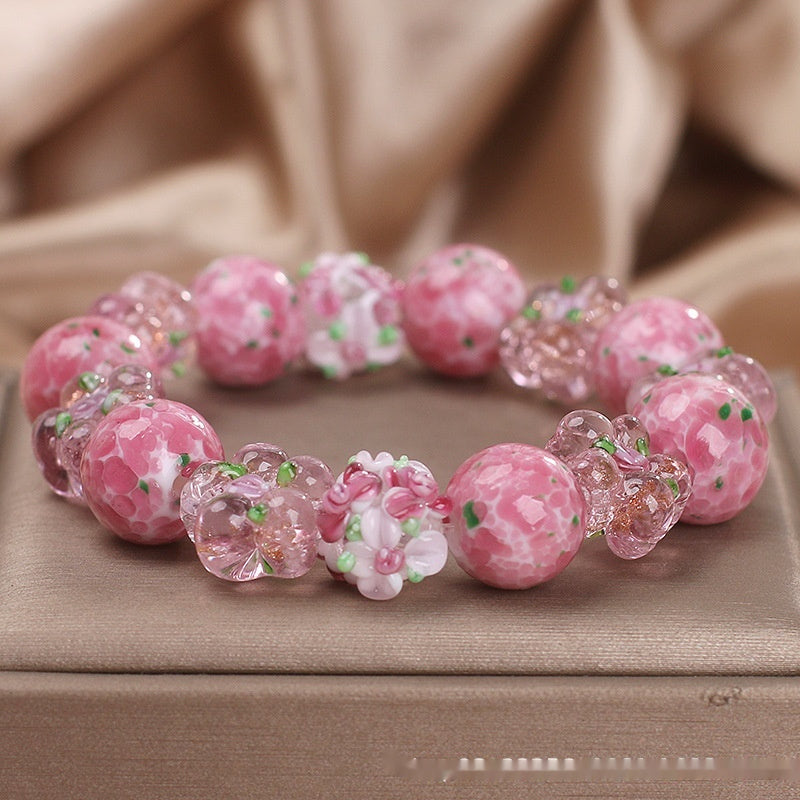 High-Grade Girl Cherry Blossom Glass Crystal Bracelet