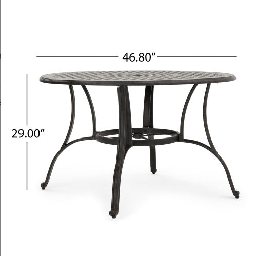Outdoor Cast Aluminum Circular Dining Table, Bronze
