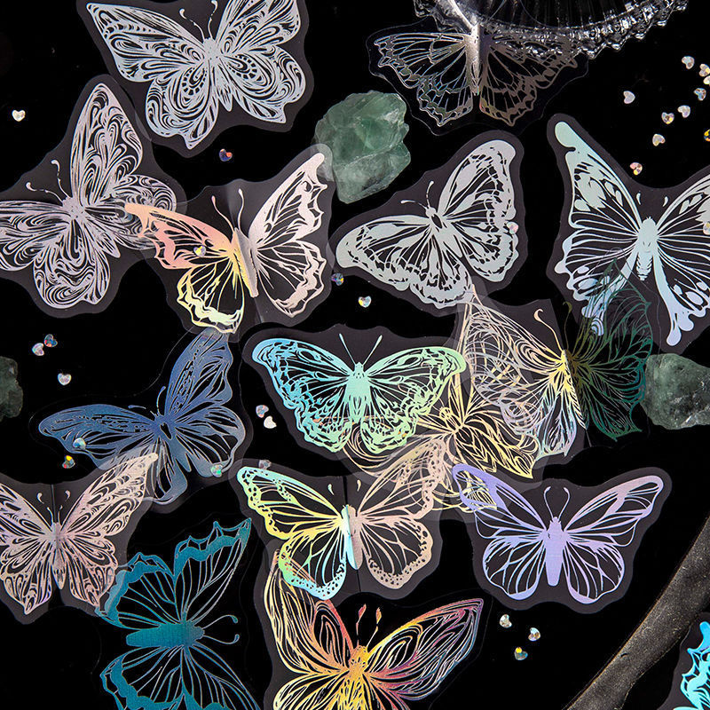 Butterfly Sticker PET Hot Rainbow Purse Magic Mirror Notebook Puzzle Material