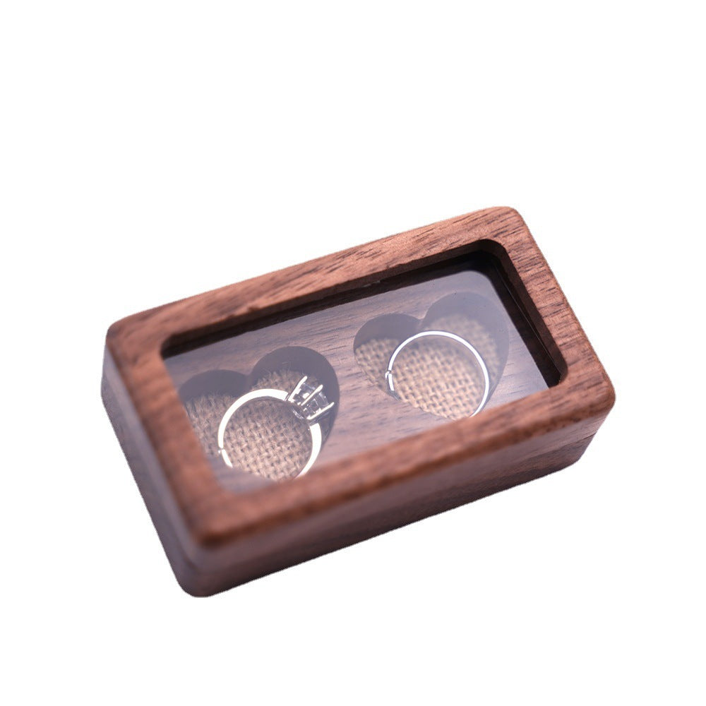 Solid Wood Window Ring Pendant Jewelry Box
