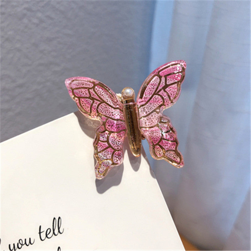 Color Butterfly Hairpin Net Red Simple Temperament Clip Headdress Hair Accessories