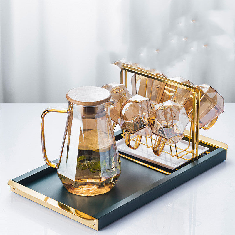 Cold Kettle Light Luxury European Style Cold Water Cup Household High Temperature Glass Kettle Large Capacity Water Cup Set Tea Cup