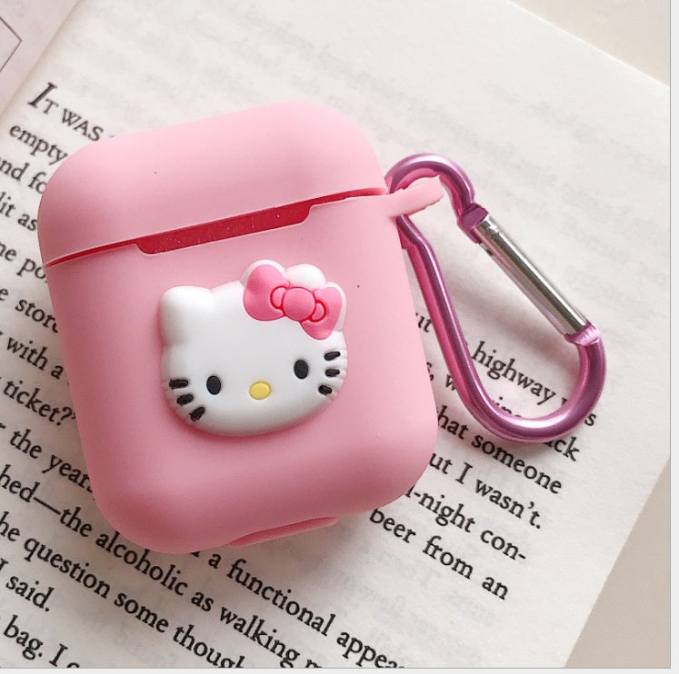 Compatible with Apple, AirPods Protective Jacket Cute Cartoon Silicone Anti-Falling Earphone Jacket Japanese Korean Women''s Key-Clasp Hanging Rope