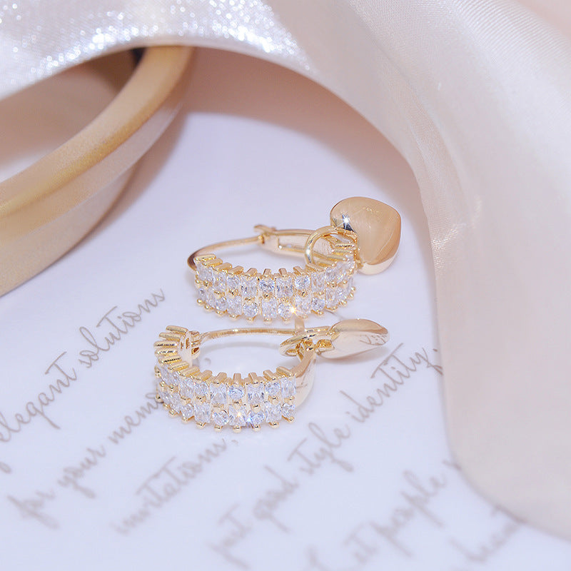 Zircon Full Diamond Temperament Light Luxury High-End Ear Buckle