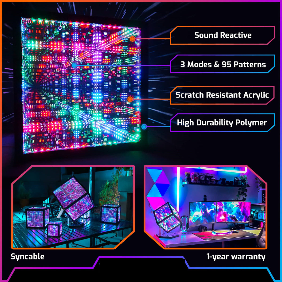 Space Time Tunnel Mirror Colorful Cube Infinite Extension Atmosphere Lamp