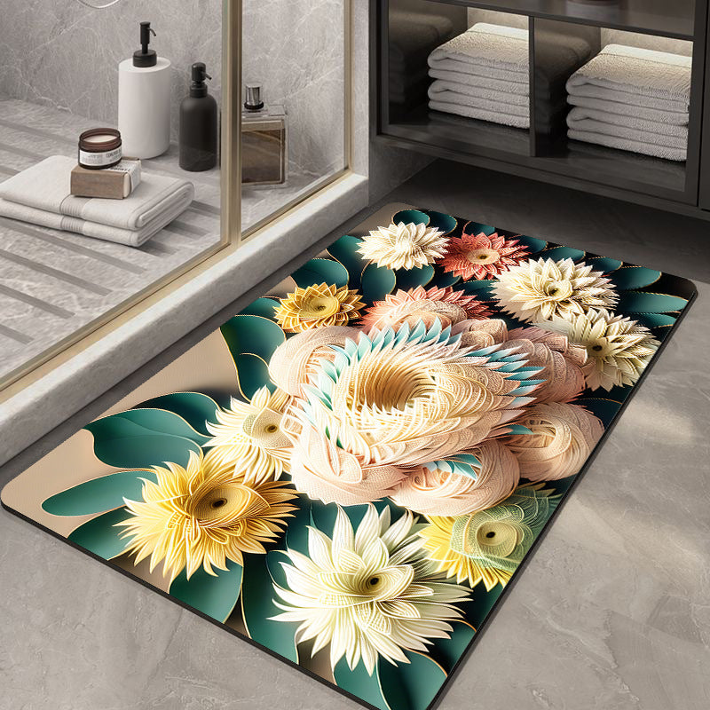 Soft Diatom Ooze Floor Bathroom Absorbent Bathroom Step Mat Quick-Drying Non-Slip Toilet Door Mat