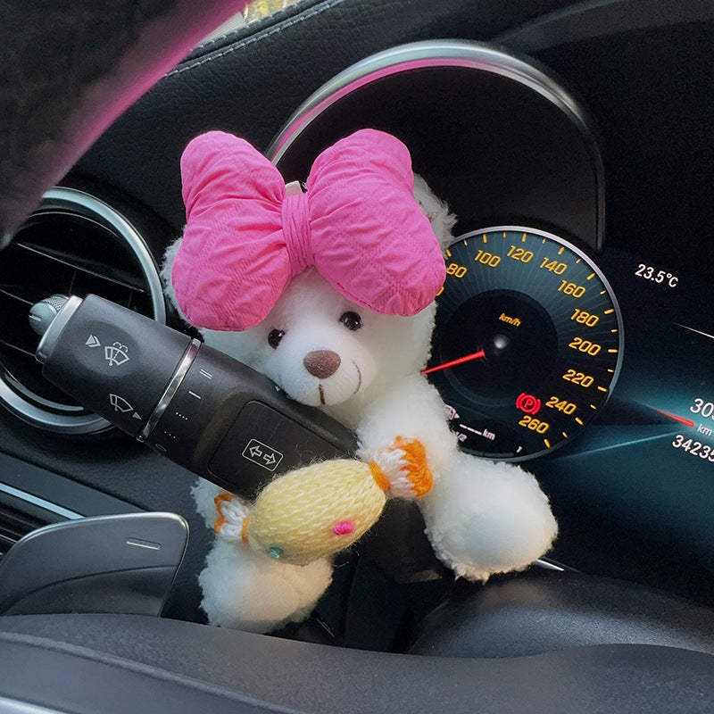 Creative Plush Teddy Bear Cartoon Doll For Car Gear Shift And Windshield Wipers