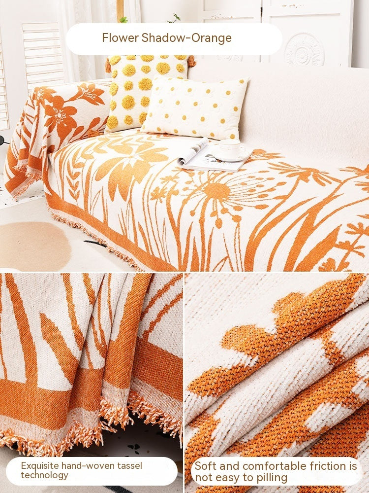 Orange Blanket Full Covered Sofa Cover