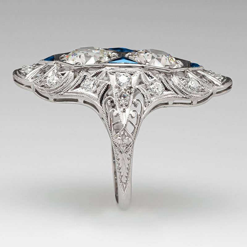 Classic Luxury Ring Female Geometric Inlaid Zircon Ring
