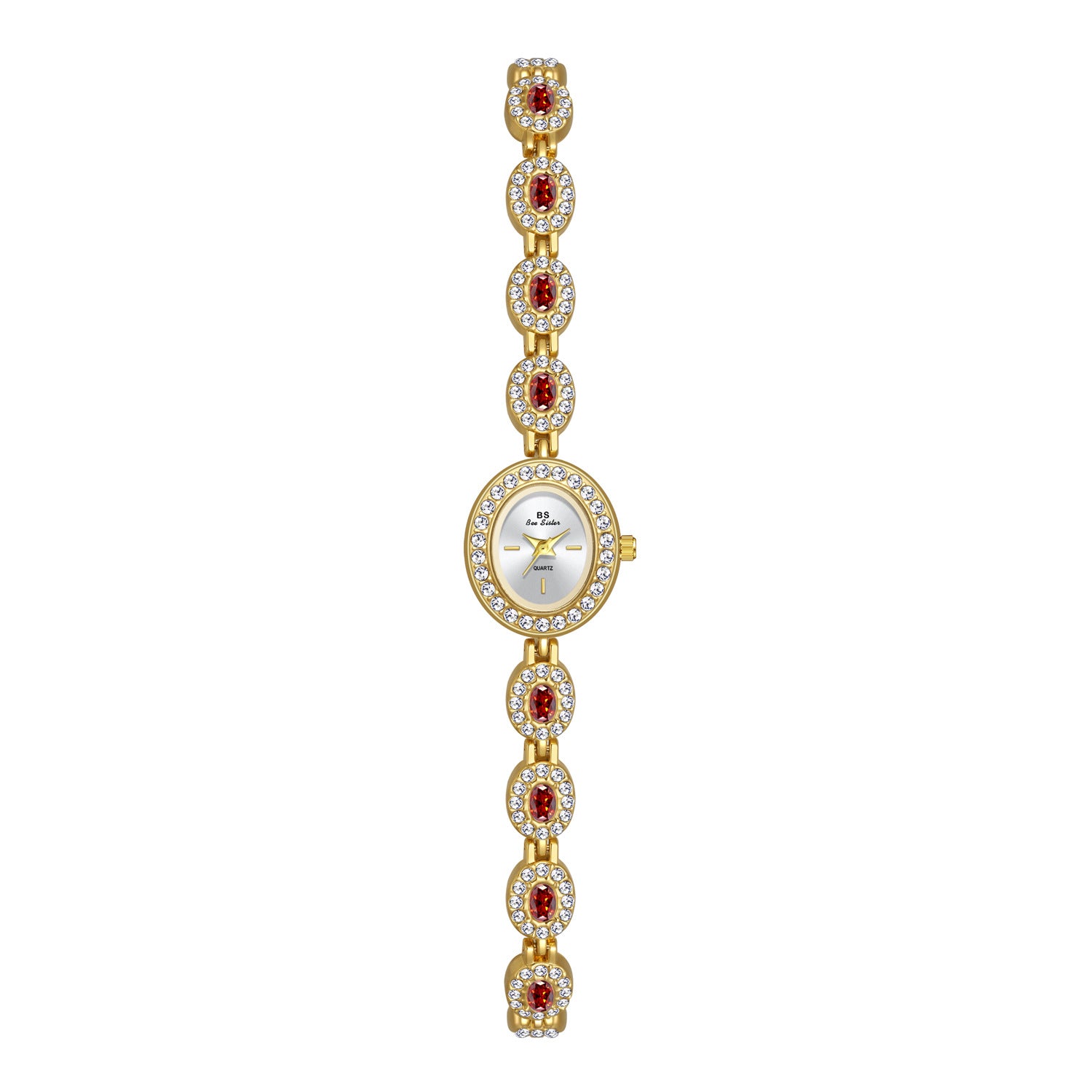 Mid-Ancient Fashion Oval Colored Gems Rainbow Light Luxury Watch