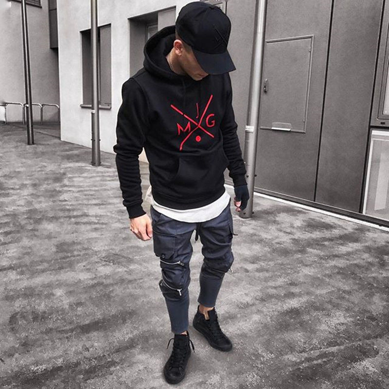 Autumn New Muscle Brother Sports Sweater Men's Hooded Fitness Clothing Running Cotton Long-Sleeved T-Sleeve