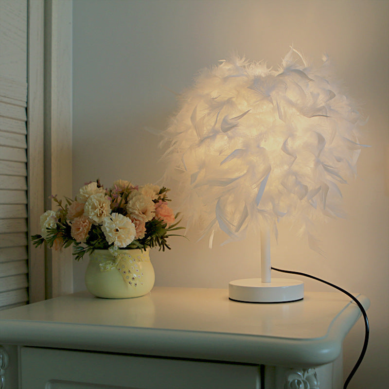 Bedroom Decoration Bedside Feather Table Lamp