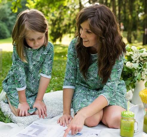Parent-Child Skirt Printed Parent-Child Knee-Length Skirt