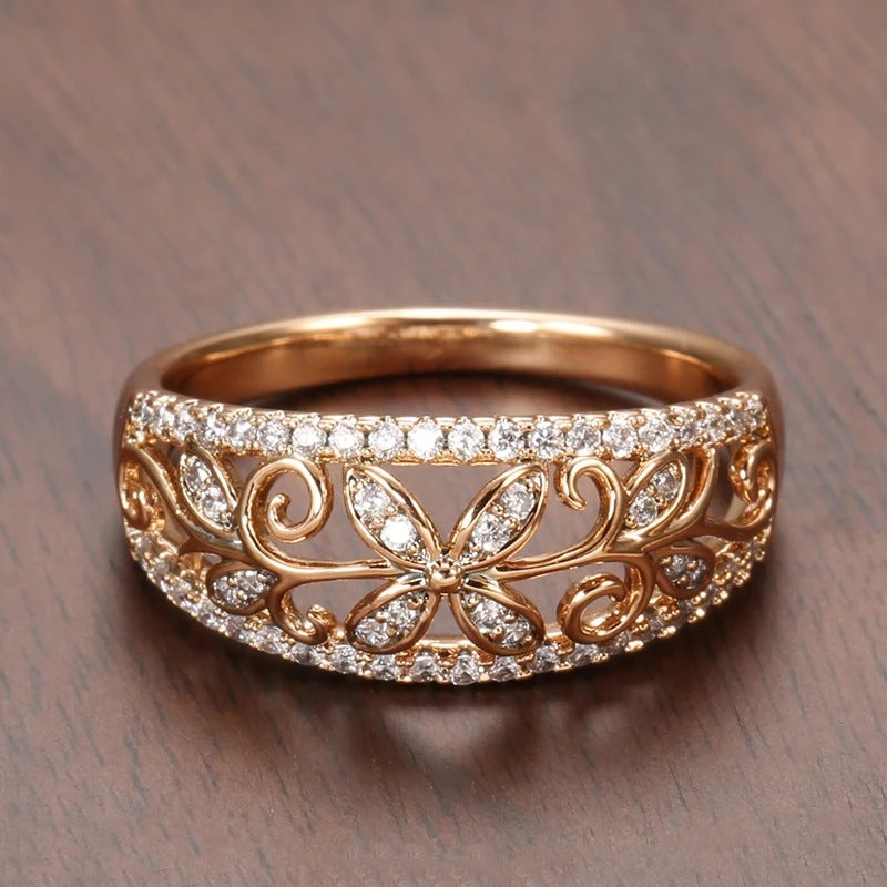 Fashion Copper Plated Real Gold Crystal Bracelet Ring