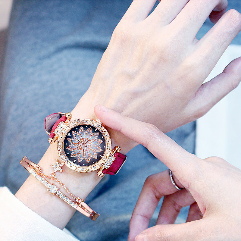 Rotating Ladies Net Red Quartz Watch Casual