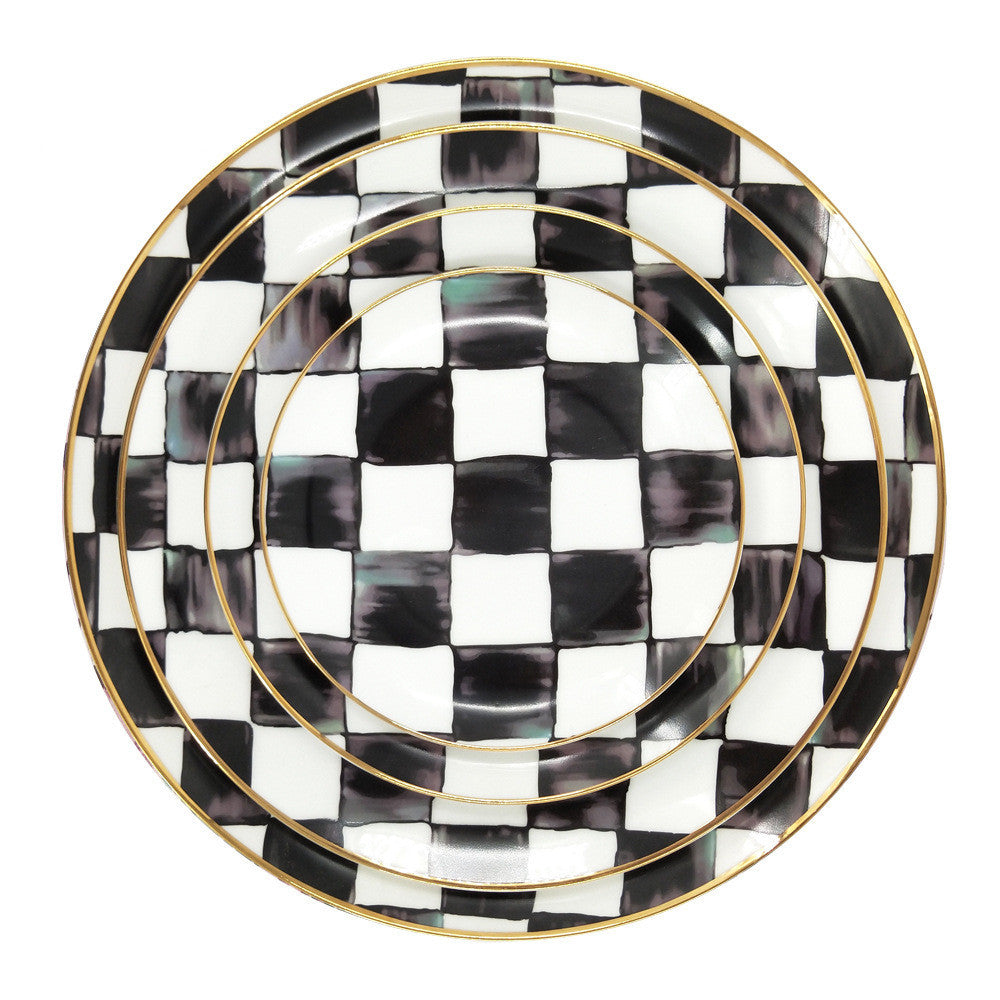 Black And White Checkerboard Bone China Tableware